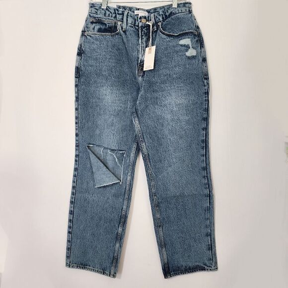 Good American 6, 10, 14, 18 Good 90s Duster High Rise Straight Leg Jeans Blue950 - Picture 8 of 16